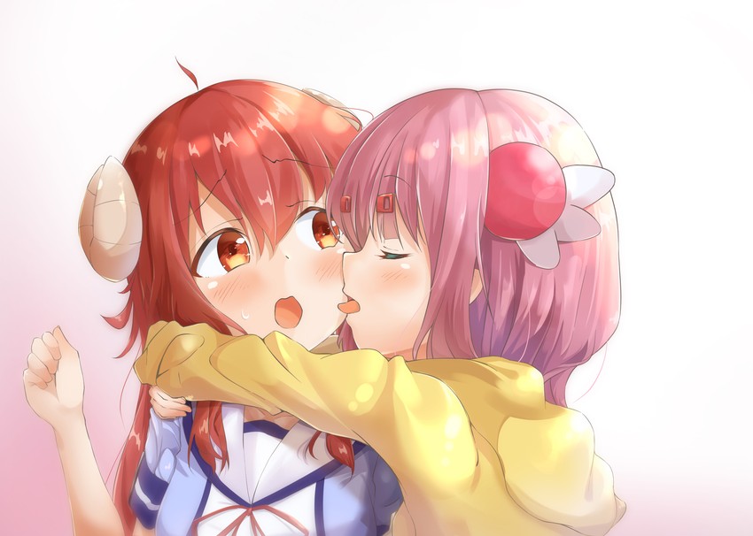 yoshida yuuko and chiyoda momo (machikado mazoku) drawn by mika_miche