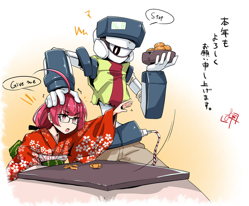 ahoge-chan and robo (original) drawn by ogami_kazuki