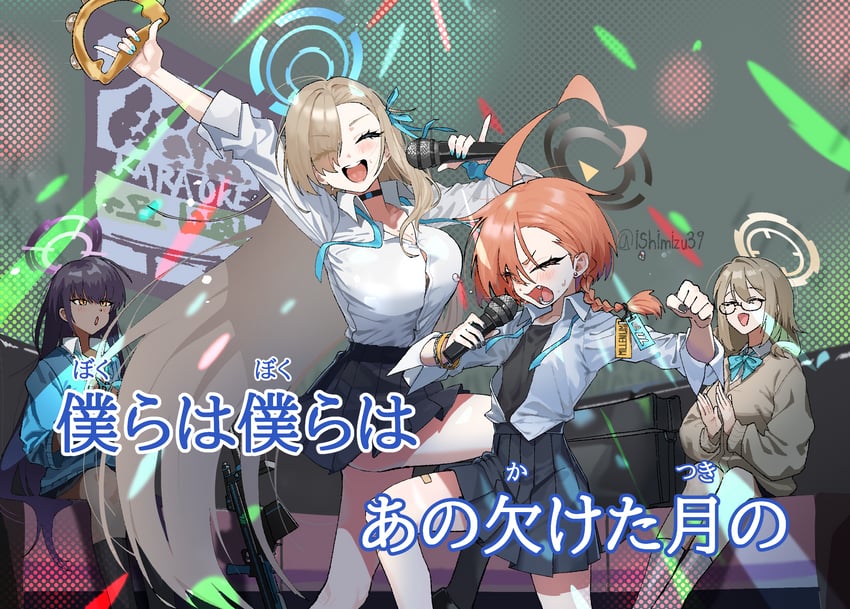 asuna, karin, neru, and akane (blue archive) drawn by jjigong_chigon