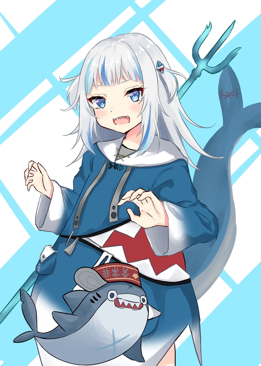 gawr gura and bloop (hololive and 1 more) drawn by tachikaze_(1428)