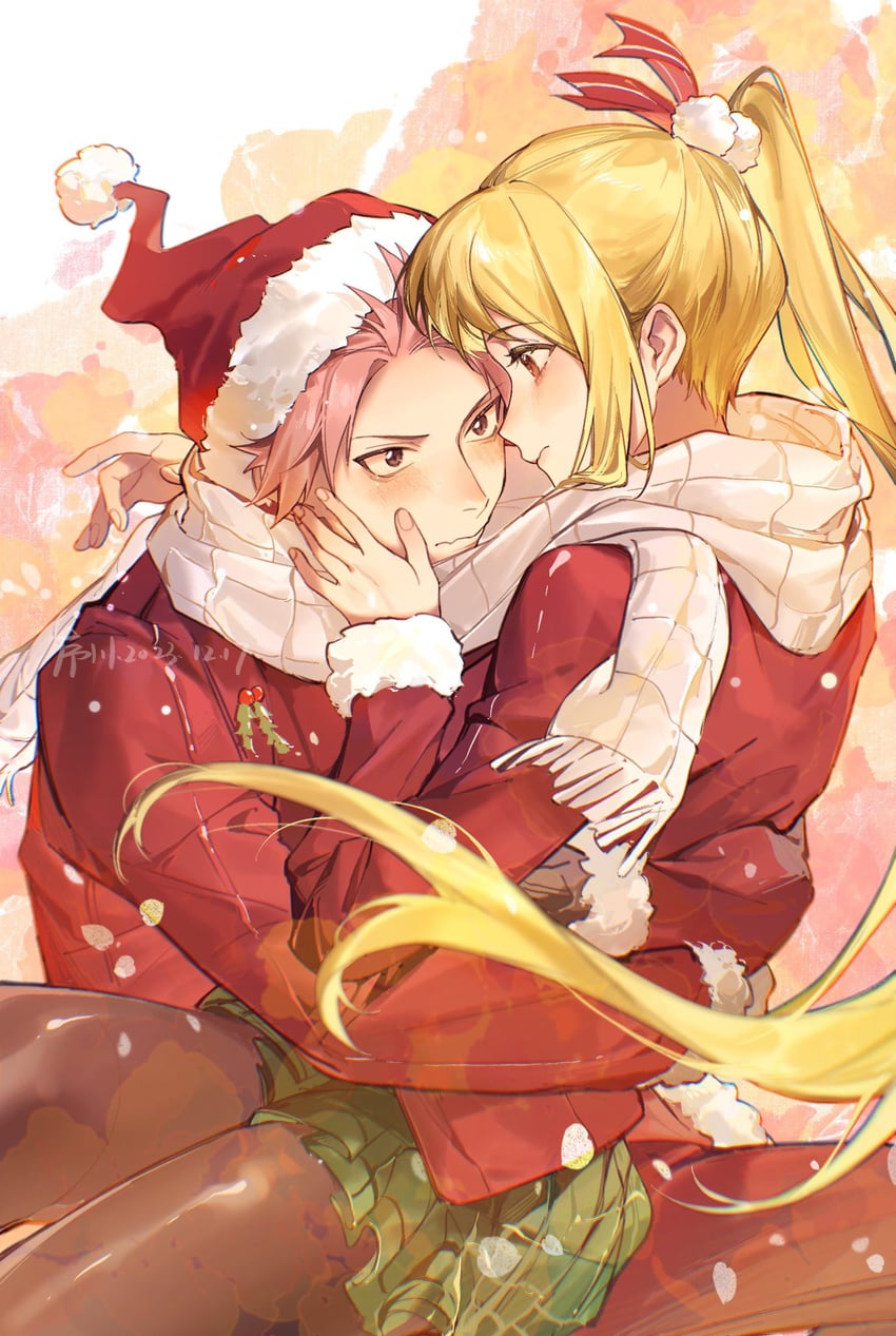 lucy heartfilia and natsu dragneel (fairy tail) drawn by xuchuan