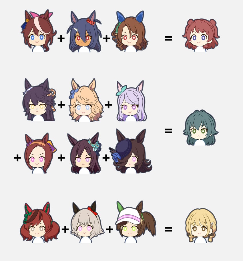 rice shower, mejiro mcqueen, tokai teio, nice nature, curren chan, and 10 more (idolmaster and 2 more) drawn by manbow_p