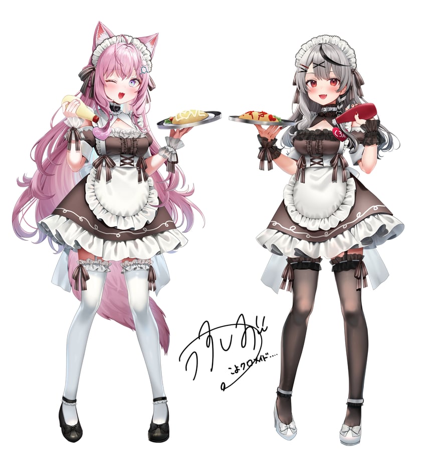 sakamata chloe and hakui koyori (hololive) drawn by usushio