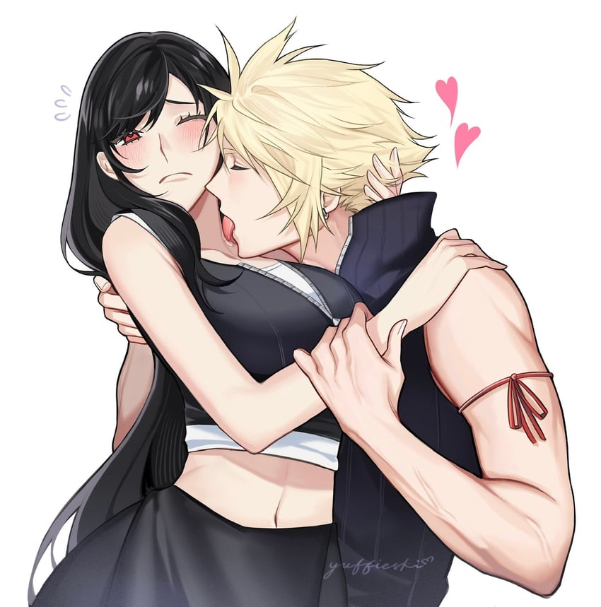 tifa lockhart and cloud strife (final fantasy and 2 more) drawn by yuffieski