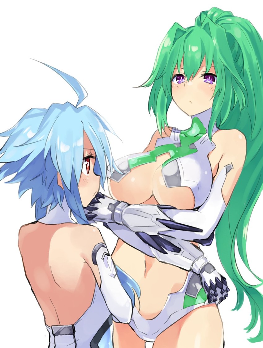 white heart and green heart (neptune) drawn by buran_buta