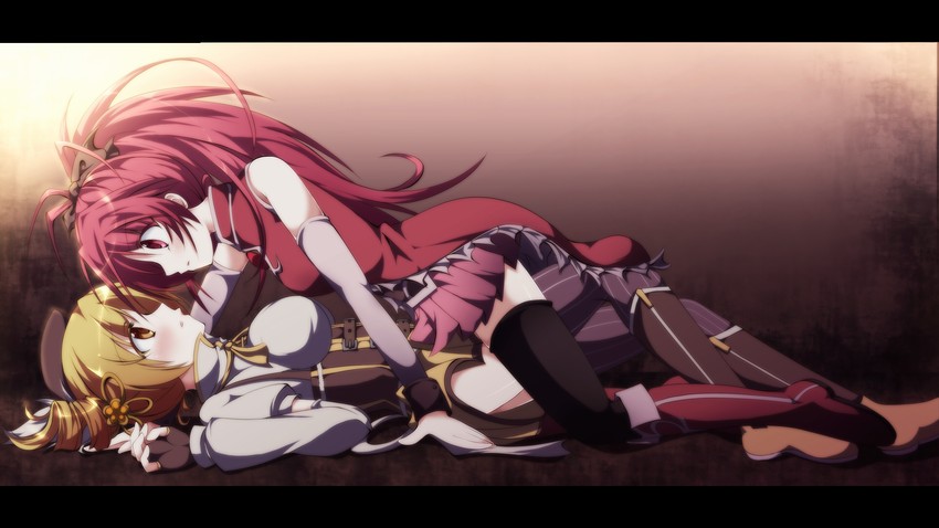 sakura kyoko and tomoe mami (mahou shoujo madoka magica) drawn by niyadepa