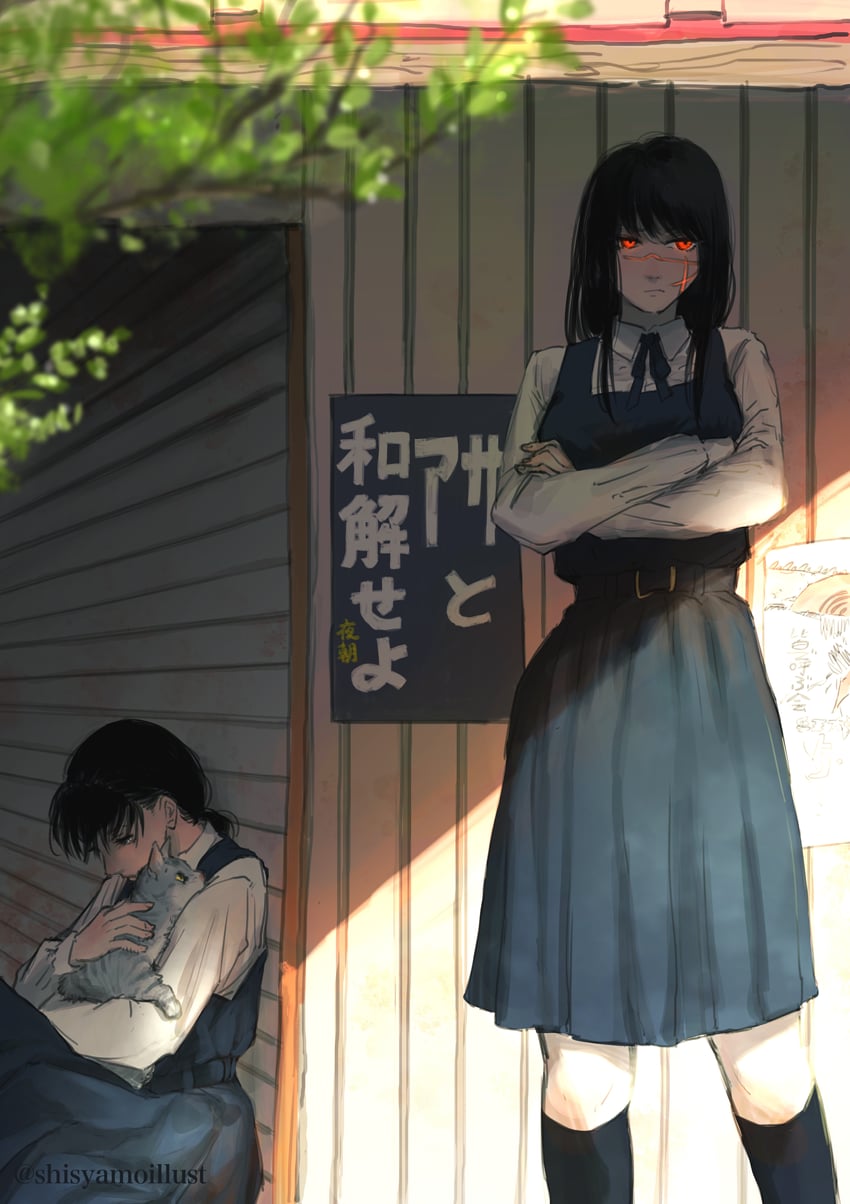 yoru and mitaka asa (chainsaw man) drawn by shishamo_(shisyamo)