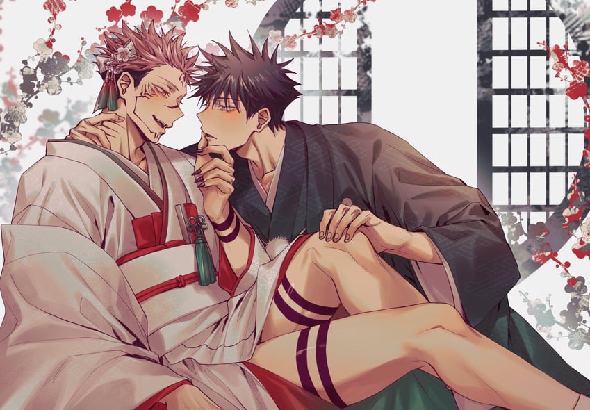 fushiguro megumi and ryoumen sukuna (jujutsu kaisen) drawn by azukiharuta_ju