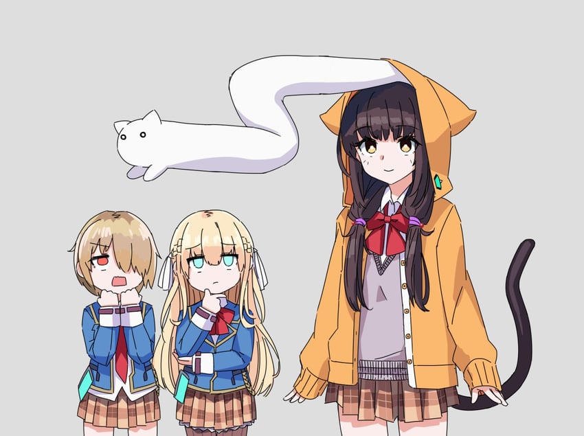 kayamori ruka, asakura karen, and toujou tsukasa (heaven burns red) drawn by niboshi_917