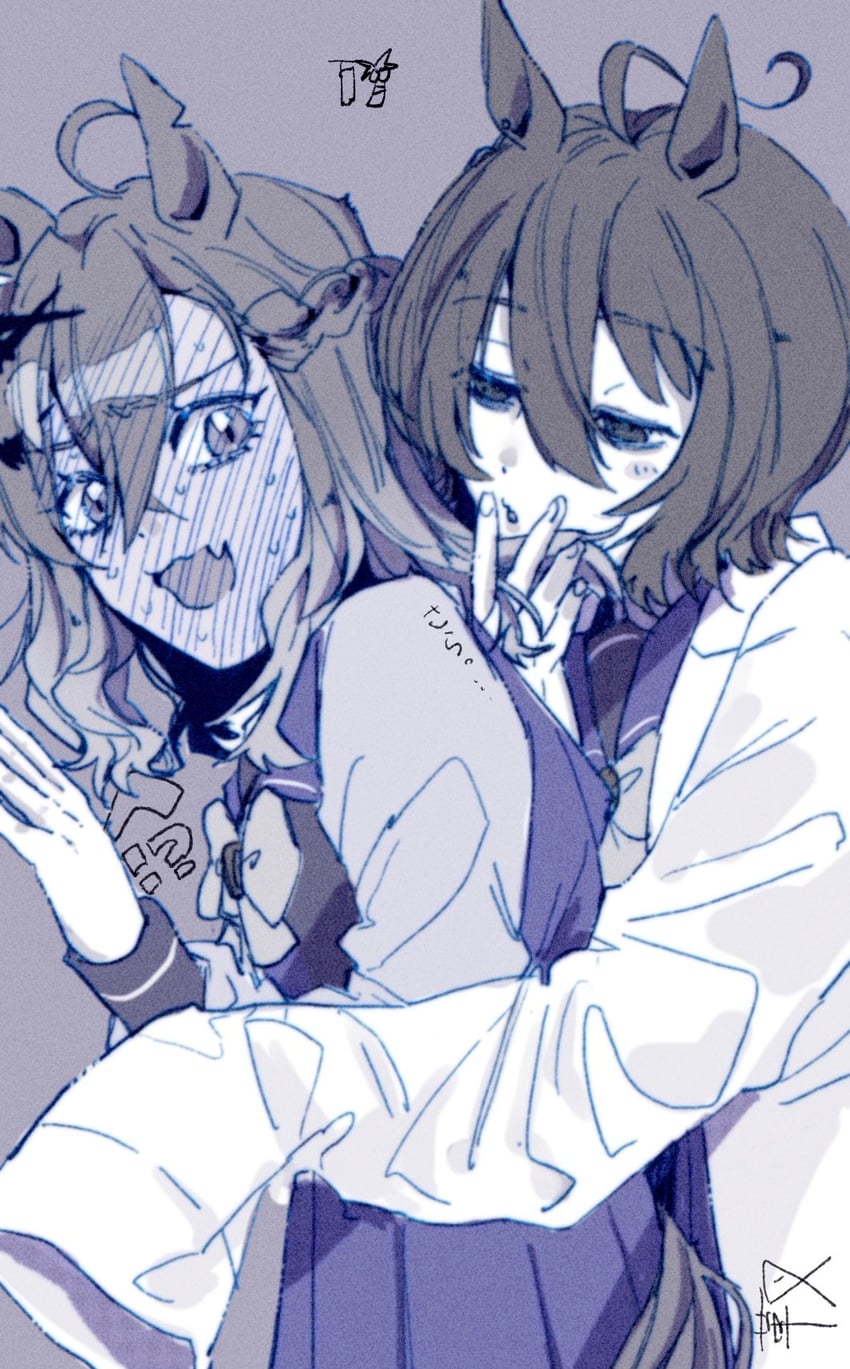 agnes tachyon and jungle pocket (umamusume) drawn by lilac_zk
