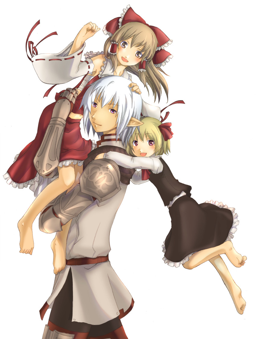 hakurei reimu, rumia, and buront (touhou and 3 more) drawn by kujimaru