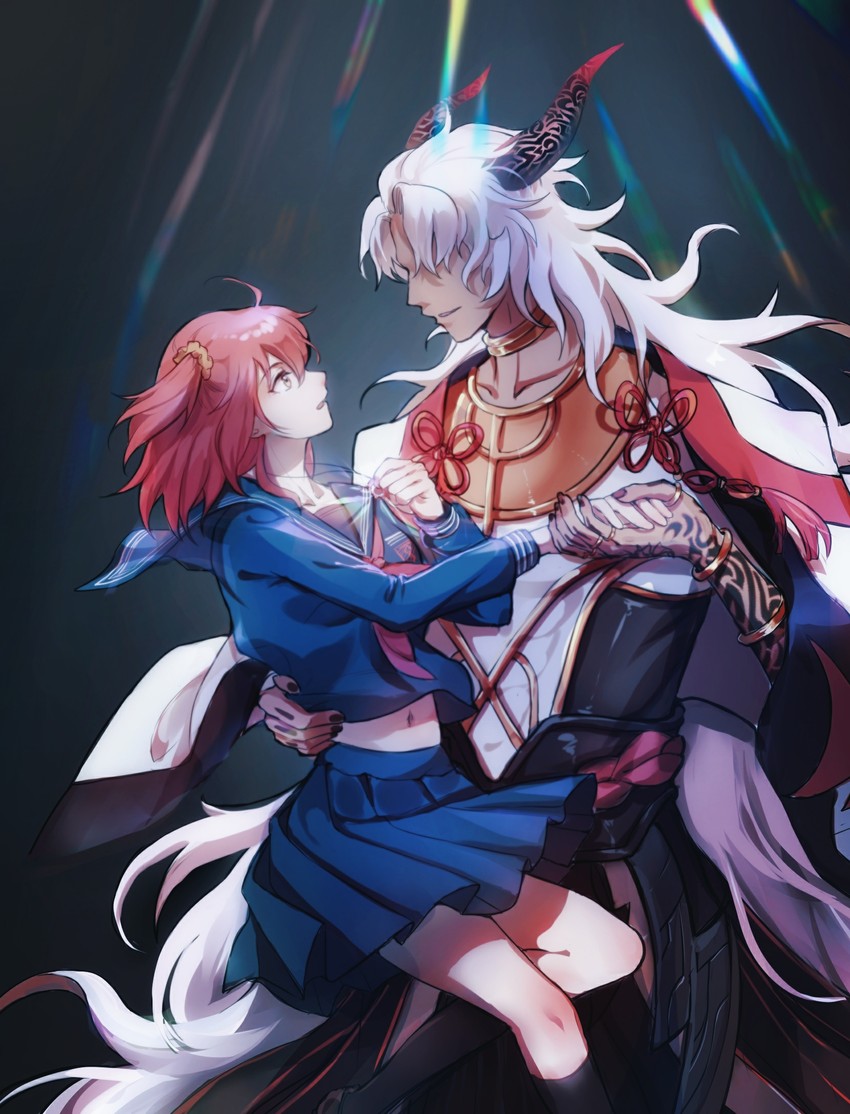 fujimaru ritsuka and solomon (fate and 1 more) drawn by donggong_xueling