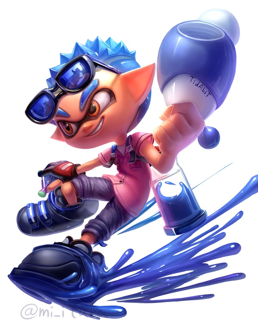 inkling player character and inkling boy (splatoon) drawn by miitara