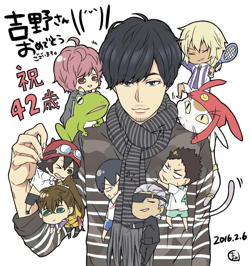 meow, fujisaki yuusuke, shimogamo yajirou, toudou heisuke, hirakoba rin, and 2 more (tennis no ouji-sama and 5 more) drawn by mame_(kfc1203)