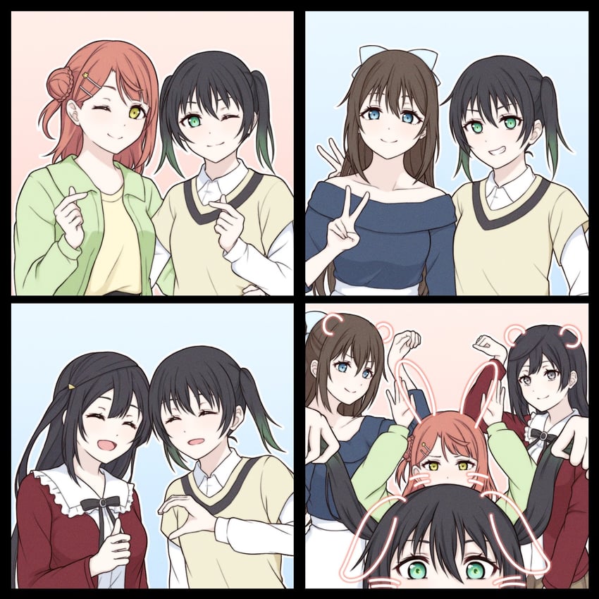 yuki setsuna, uehara ayumu, takasaki yu, and osaka shizuku (love live! and 1 more) drawn by riizu_(fall_nocturne)