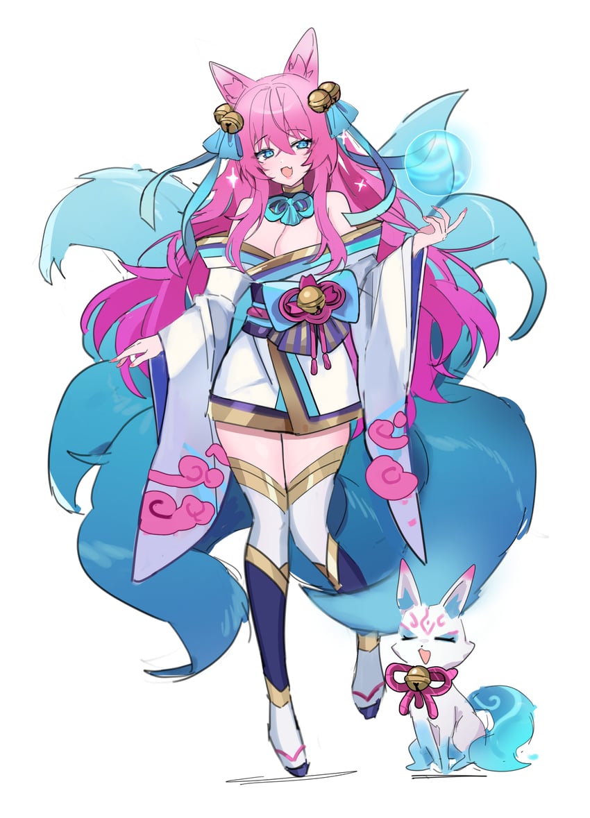 ahri and spirit blossom ahri (league of legends) drawn by pelicana