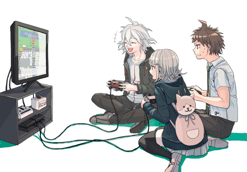nanami chiaki, komaeda nagito, and hinata hajime (danganronpa and 2 more) drawn by yoshie_(komaneko0007)