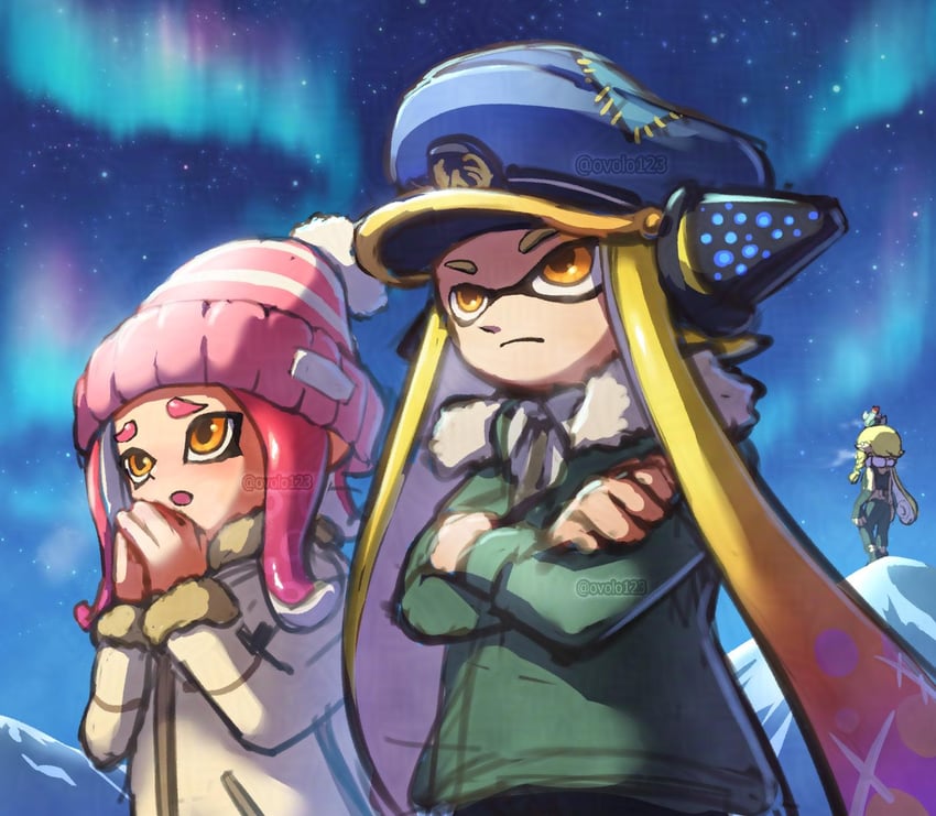 agent 8, agent 3, smallfry, and captain 3 (splatoon and 1 more) drawn by ovolo123