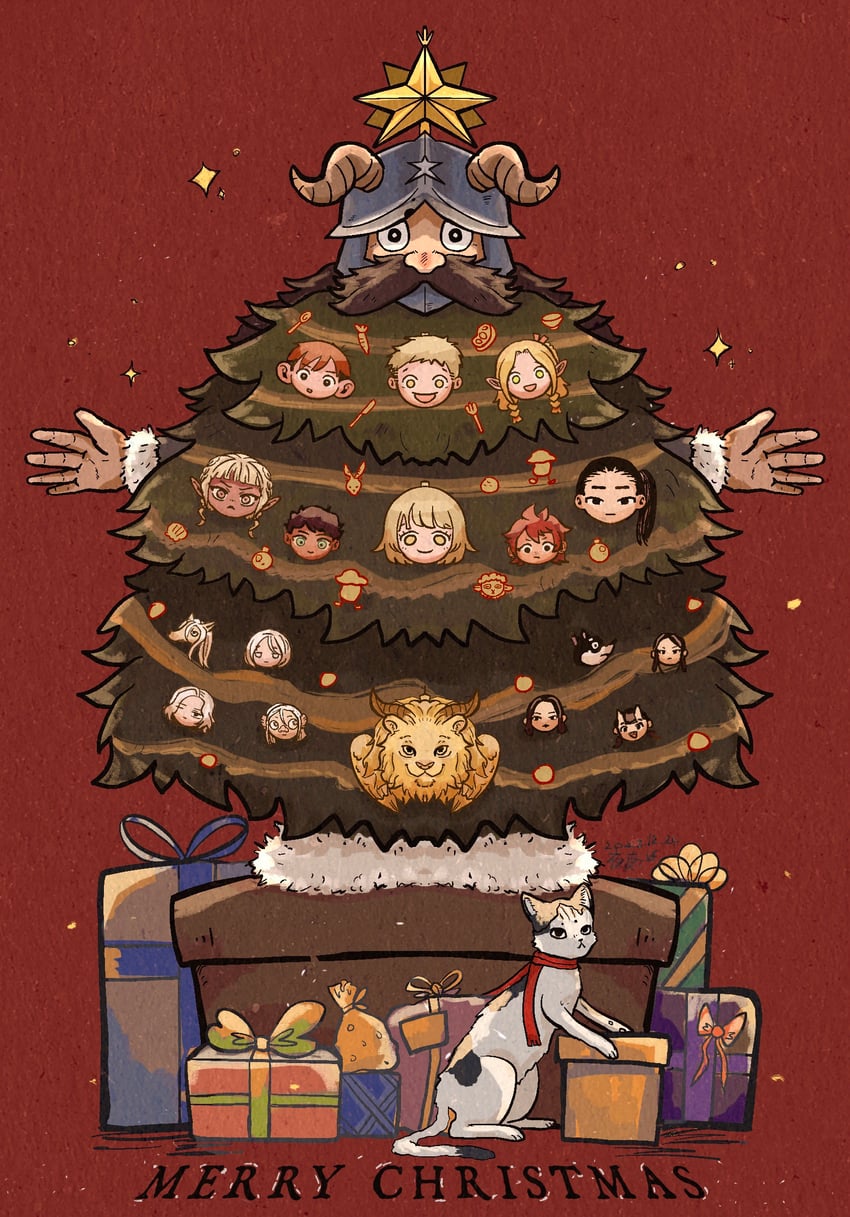 marcille donato, falin touden, laios touden, senshi, mithrun, and 14 more (dungeon meshi) drawn by yedu4970