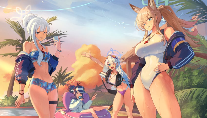 kanna, fubuki, kirino, and konoka (blue archive) drawn by roro_(tpghksdlzpq)