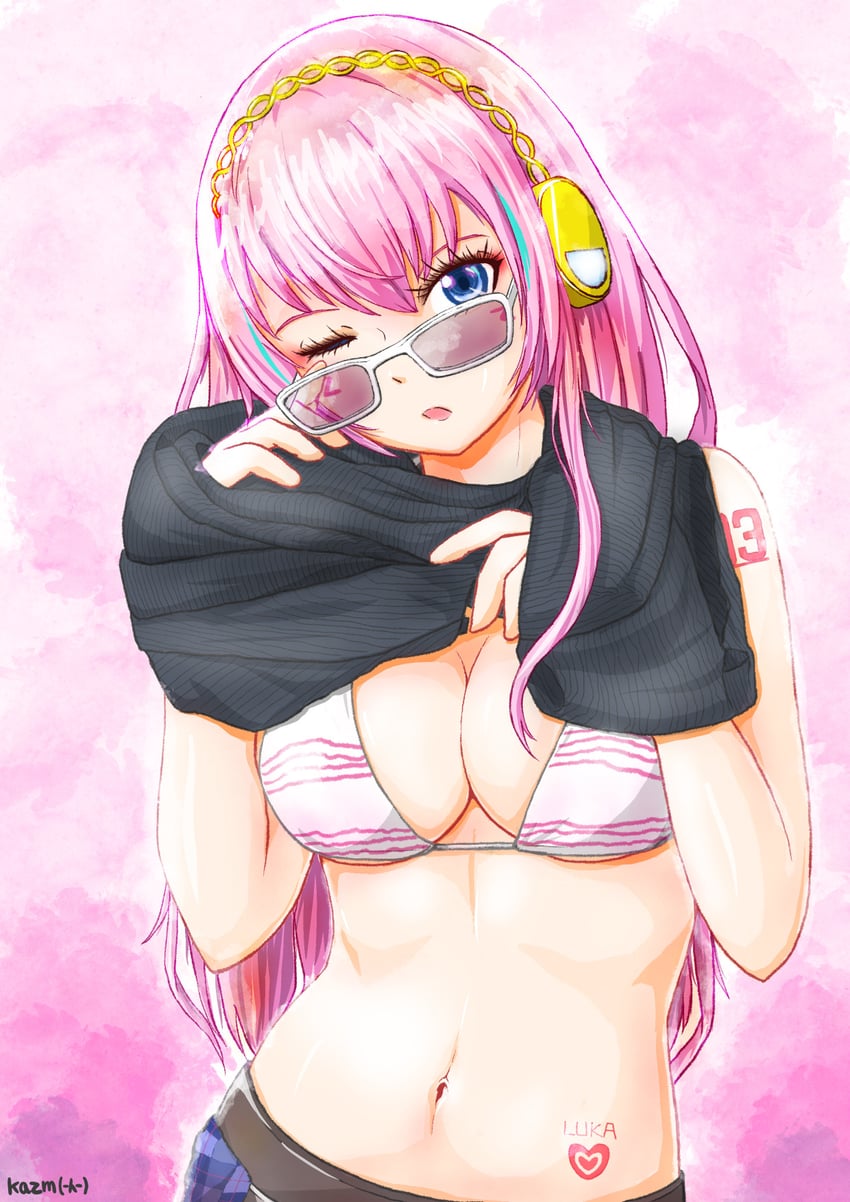megurine luka and leo/need luka (vocaloid and 1 more) drawn by kazm00