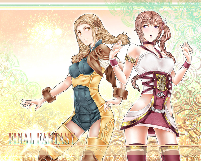 penelo and serah farron (final fantasy and 5 more) drawn by arkatopia