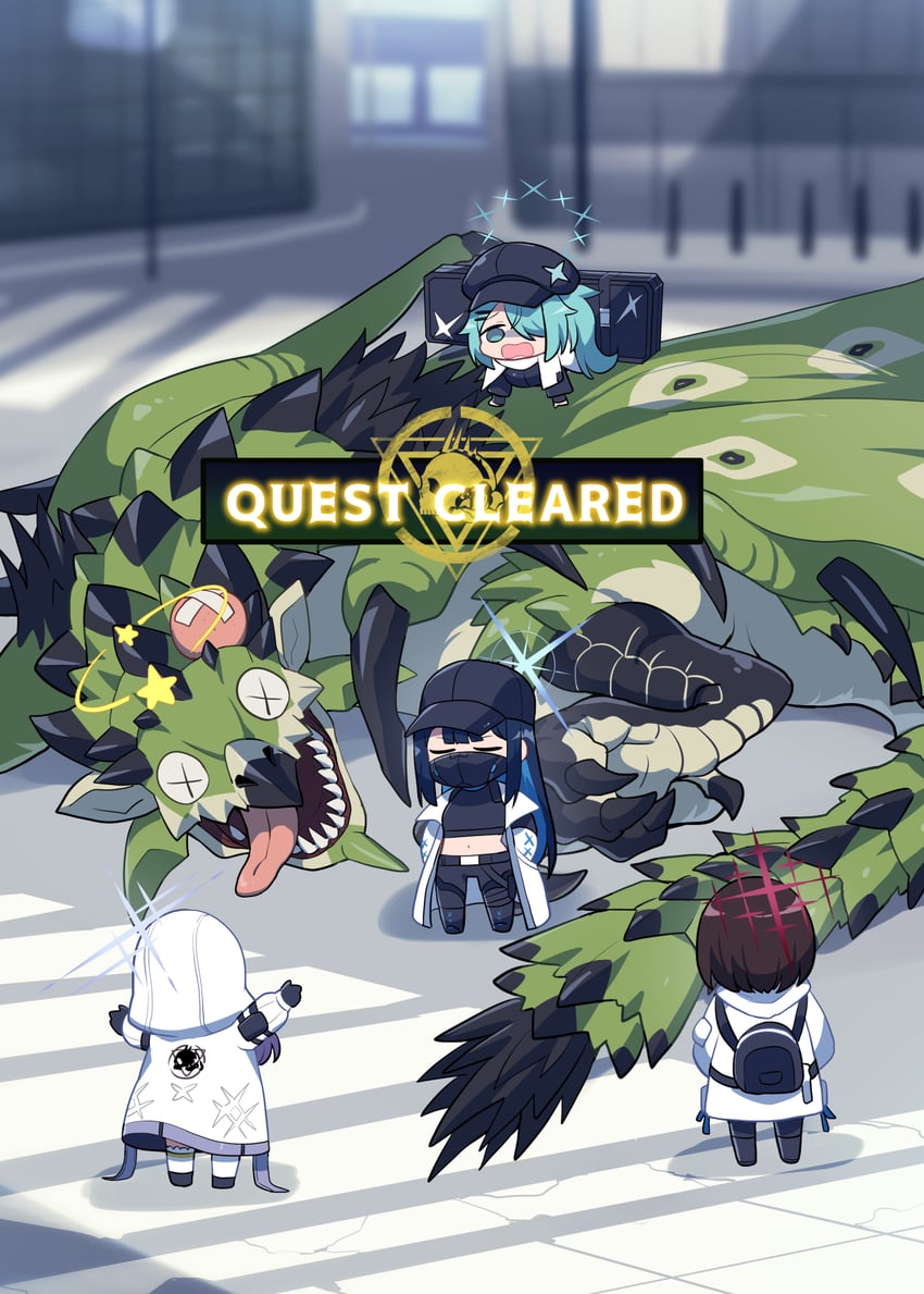saori, atsuko, hiyori, misaki, and rathian (blue archive and 1 more) drawn by matsumoto_tomoyohi