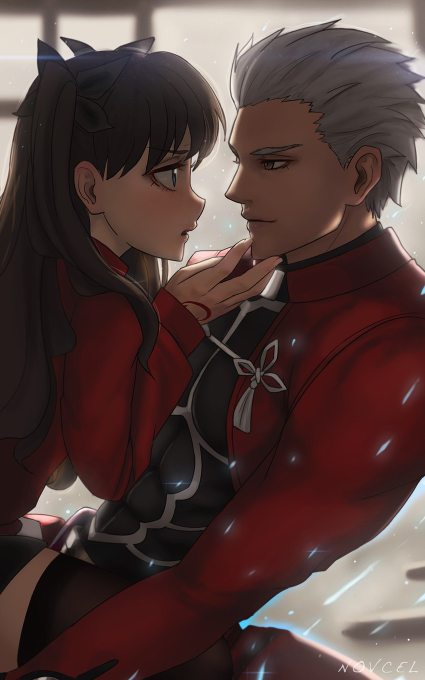 tohsaka rin and archer (fate and 1 more) drawn by novcel