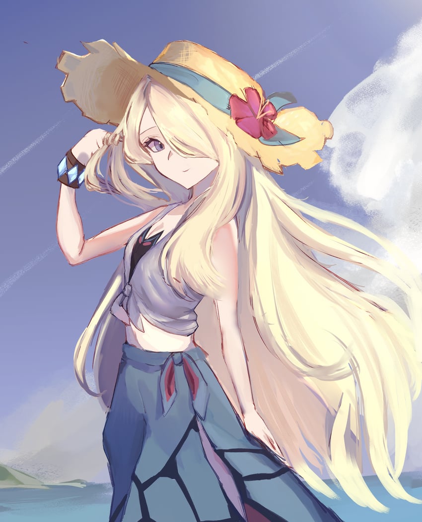 cynthia (pokemon and 1 more) drawn by siyu_mizu