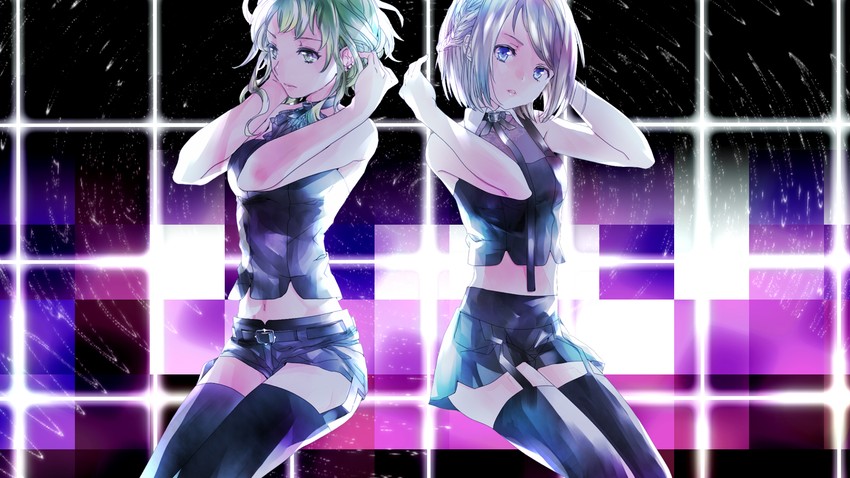 kagamine rin and gumi (vocaloid and 1 more) drawn by ebisu_kana