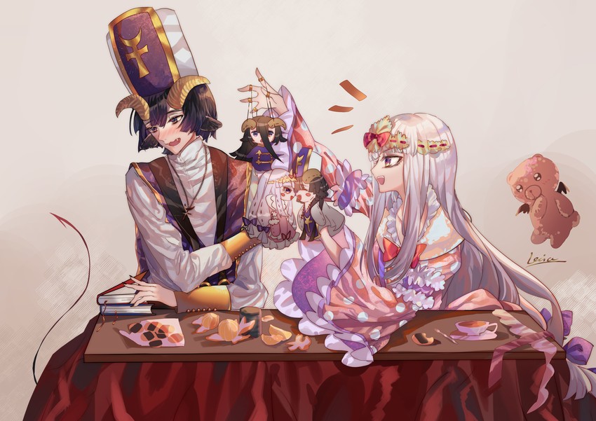 aurora sya lis kaymin, demon cleric, and teddy demon (maou-jou de oyasumi) drawn by suozhuangwange