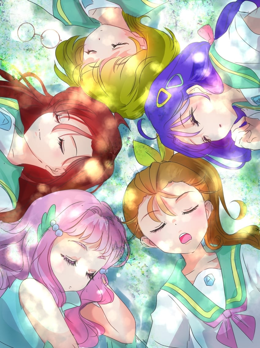 laura la mer, natsuumi manatsu, suzumura sango, takizawa asuka, and ichinose minori (precure and 1 more) drawn by manekineko5319