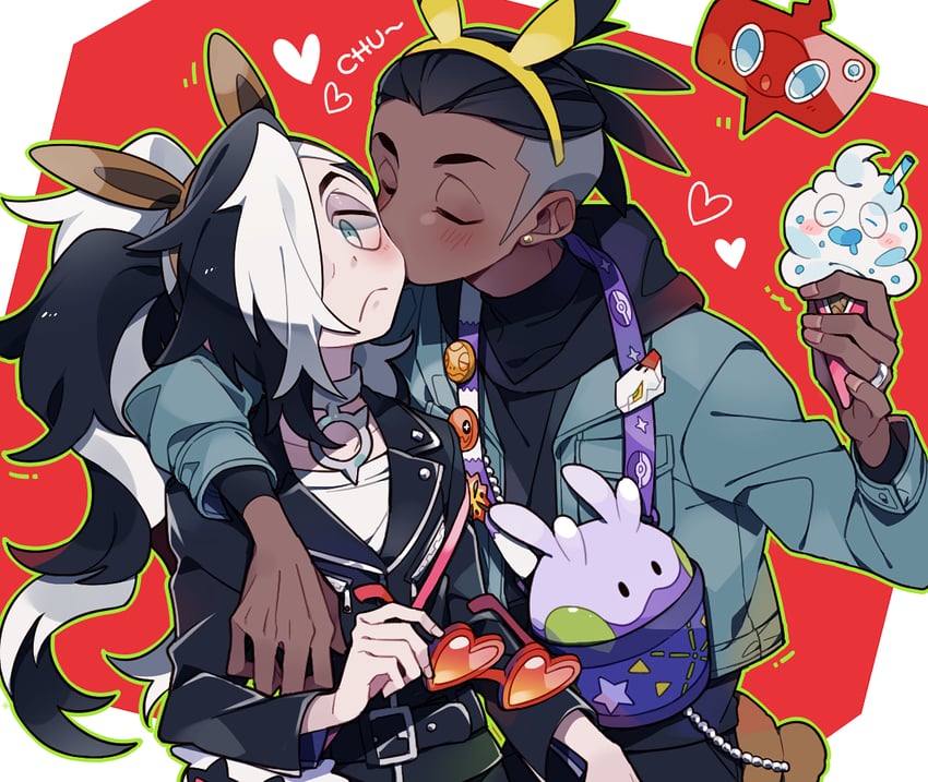 rotom, raihan, rotom phone, piers, goomy, and 3 more (pokemon and 1 more) drawn by saku_anna