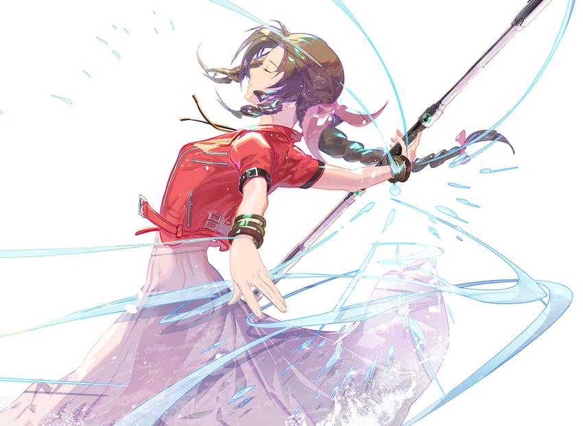 aerith gainsborough (final fantasy and 2 more) drawn by cofffee