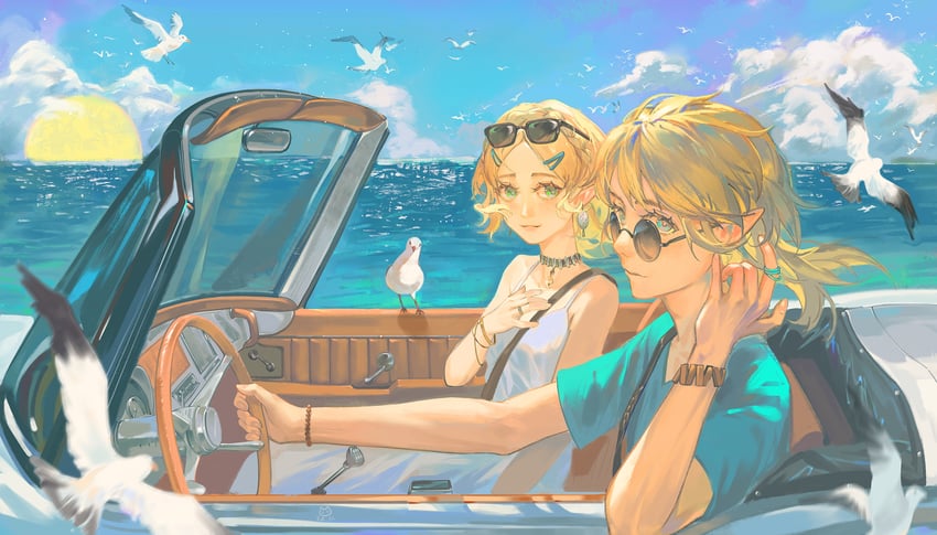 link and princess zelda (the legend of zelda and 1 more) drawn by xinghen_az