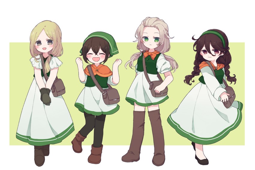 tressa colzione, ophilia clement, primrose azelhart, and h'aanit (octopath traveler and 1 more) drawn by 697_mono_71