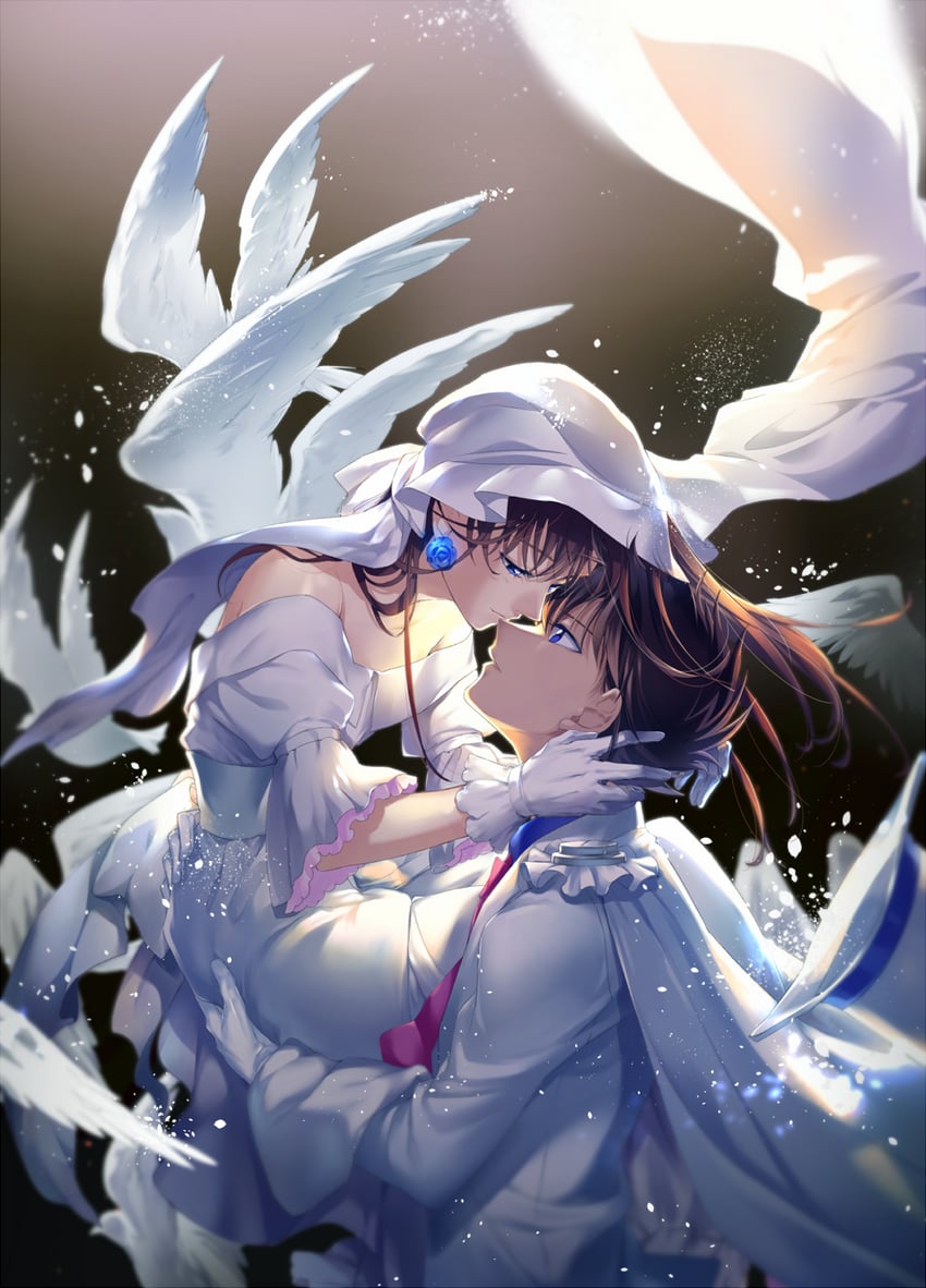 kaitou kid, kuroba kaito, and nakamori aoko (magic kaito) drawn by paf