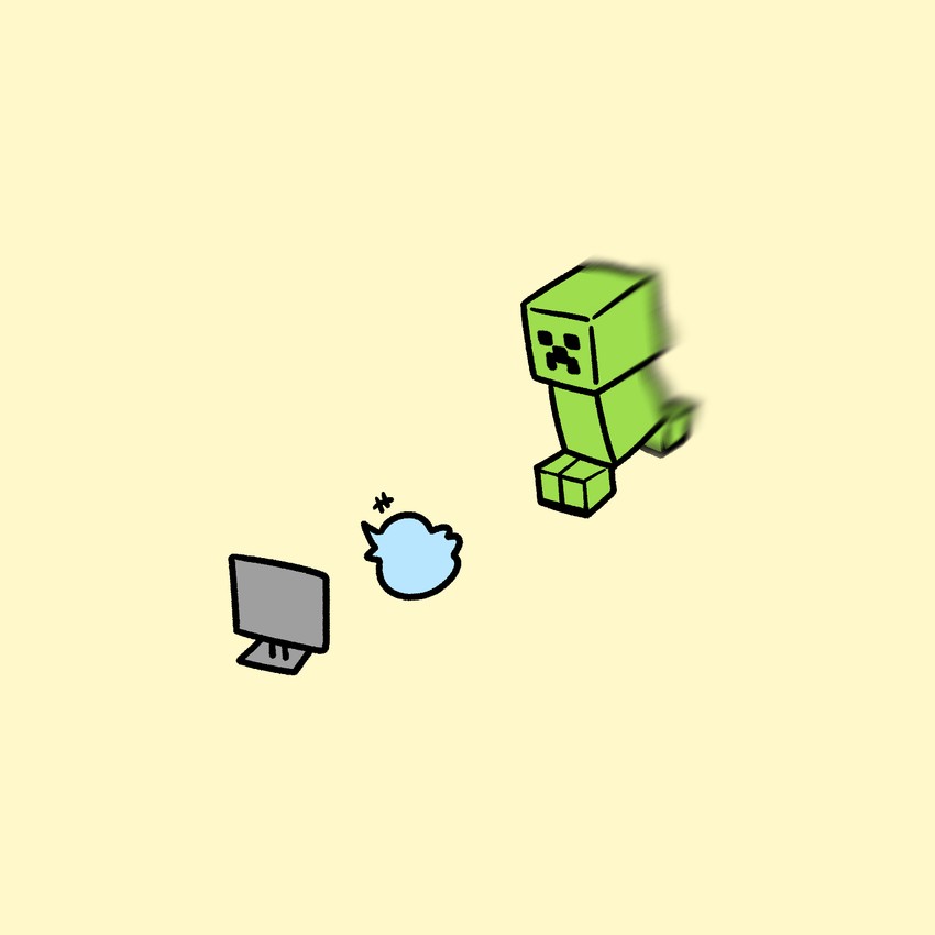 creeper and twitter bird (minecraft and 1 more) drawn by study_(artist)