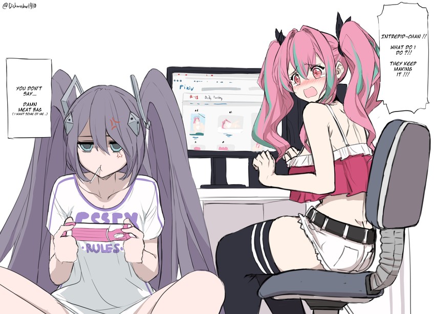 bremerton and intrepid (azur lane and 2 more) drawn by dishwasher1910