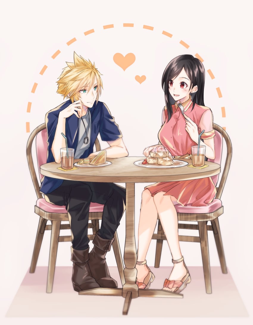 tifa lockhart and cloud strife (final fantasy and 2 more) drawn by mizuamememe