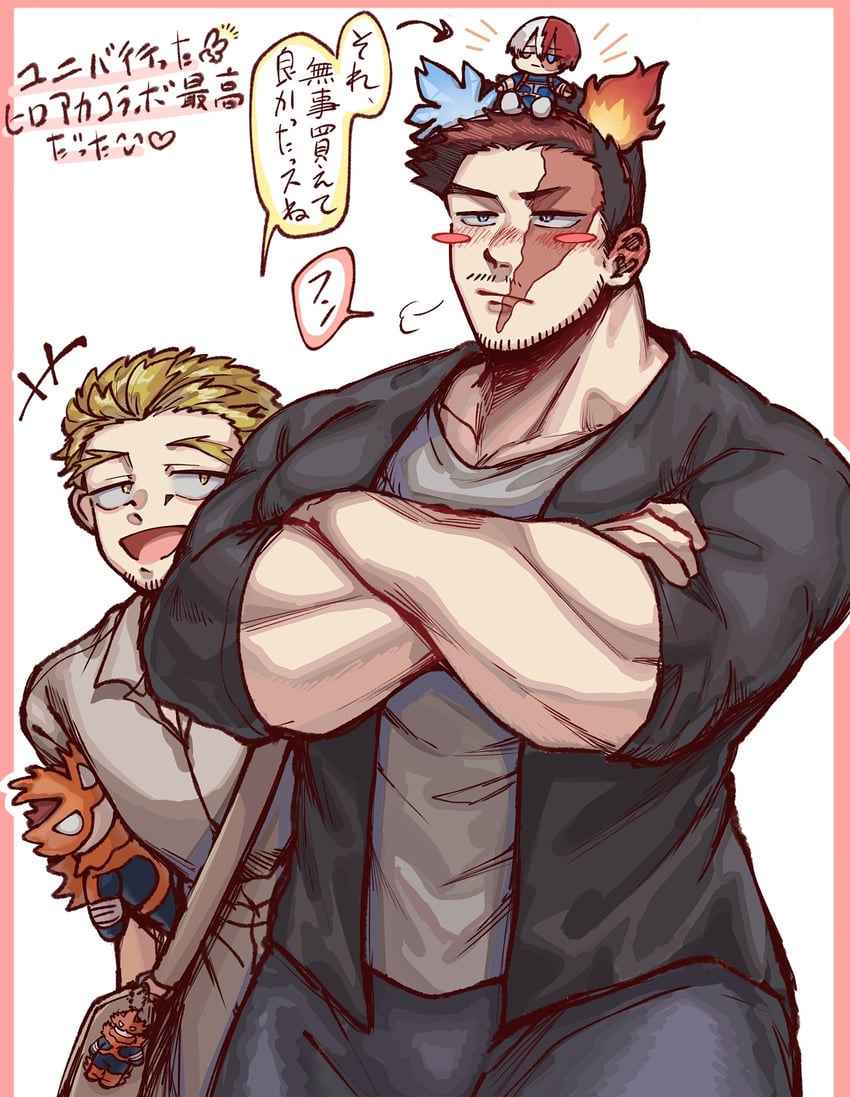 todoroki shoto, endeavor, and hawks (boku no hero academia) drawn by yama_21