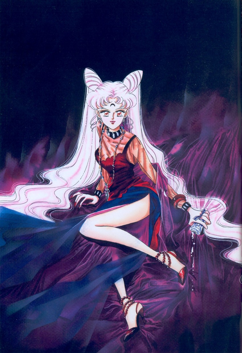 chibi usa and black lady (bishoujo senshi sailor moon and 1 more) drawn by takeuchi_naoko