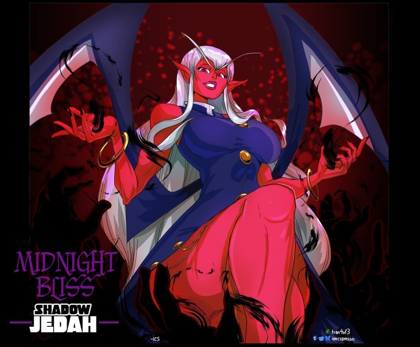 jedah dohma and shadow (darkstalkers) drawn by ian_samson