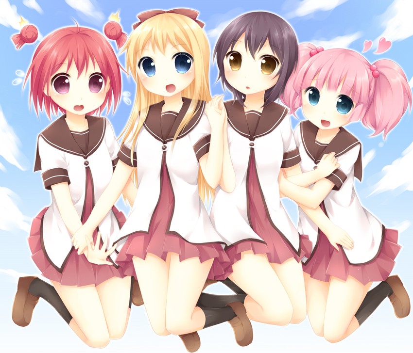 toshinou kyouko, akaza akari, funami yui, and yoshikawa chinatsu (yuruyuri) drawn by hazuki_(sutasuta)