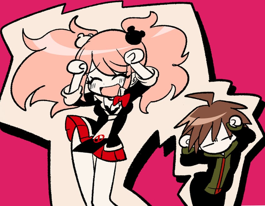 enoshima junko and naegi makoto (danganronpa and 2 more) drawn by sameyama_jiro