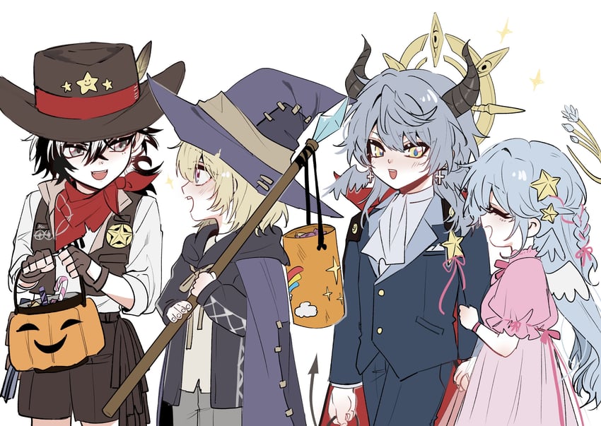 robin, aventurine, sunday, boothill, and kakavasha (honkai and 1 more) drawn by nima_(khn1103)