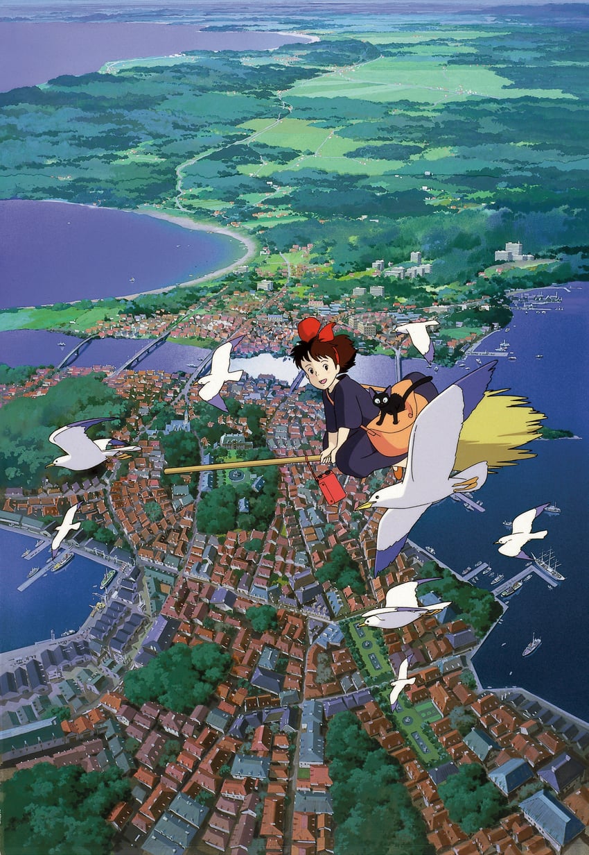 kiki and jiji (majo no takkyuubin) drawn by miyazaki_hayao