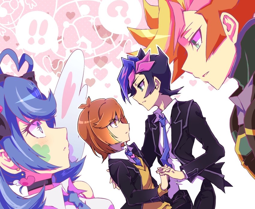 zaizen aoi, fujiki yusaku, blue angel, and playmaker (yu-gi-oh! and 1 more) drawn by msg_belt2
