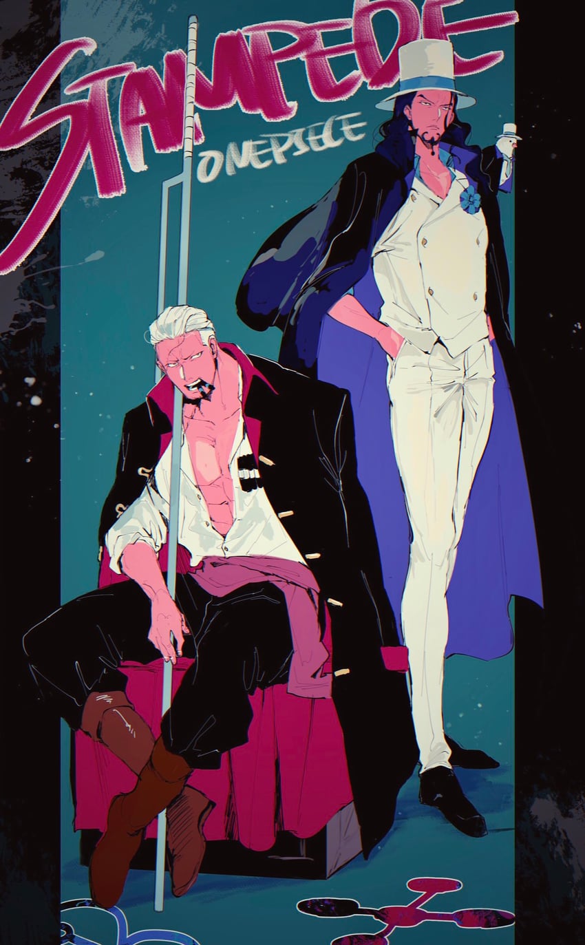 smoker, rob lucci, and hattori (one piece and 1 more) drawn by kabane_(rjev8385)