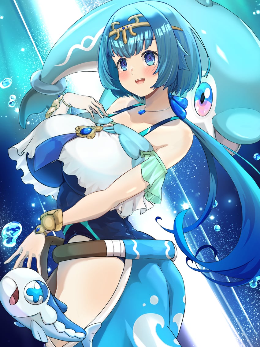 lana, wishiwashi, and finizen (pokemon and 1 more) drawn by hizakake